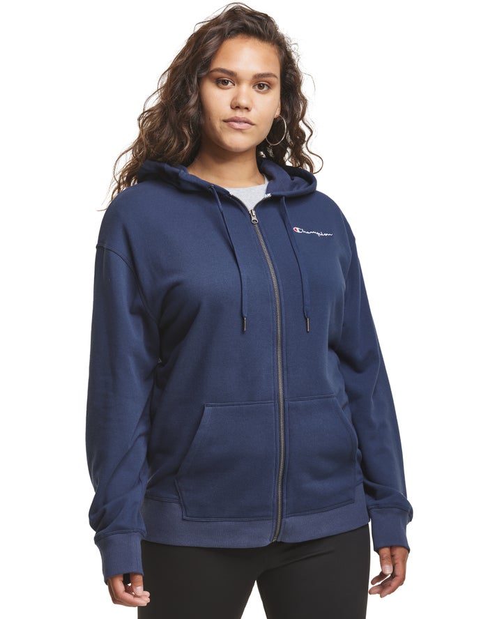 Champion Plus Campus French Terry Zip Embroidered Logo - Naisten Laivastonsininen Huppari - Suomi 58